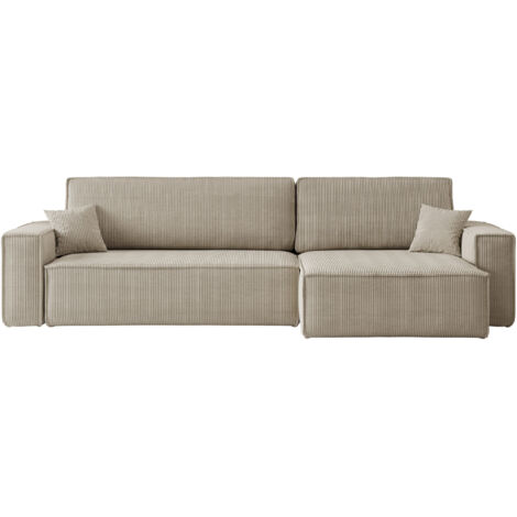 Divano angolare convertibile in velluto a coste beige Karl XL PREMIUM