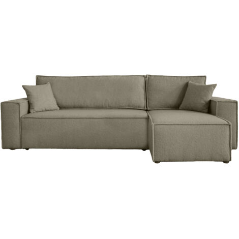 Divano angolare convertibile con funzione letto in tessuto bouclé grigio Karl L PREMIUM