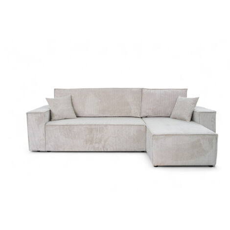 Divano angolare convertibile in velluto a coste bianco Karl L PREMIUM