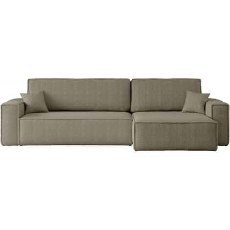 Divano angolare convertibile con funzione letto in tessuto bouclé grigio Karl XL PREMIUM