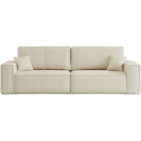 Divano 3 posti KARL con apertura rapida – funzione letto, tessuto bouclé beige, divano-letto per soggiorno, comfort premium