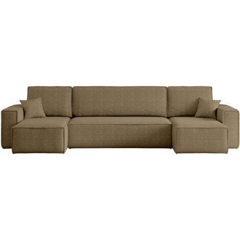 Divano angolare convertibile con funzione letto in tessuto bouclé marrone Karl U PREMIUM