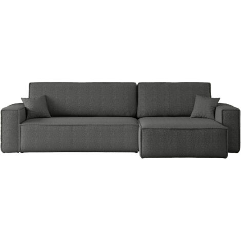 Divano angolare convertibile con funzione letto in tessuto bouclé antracite Karl XL PREMIUM