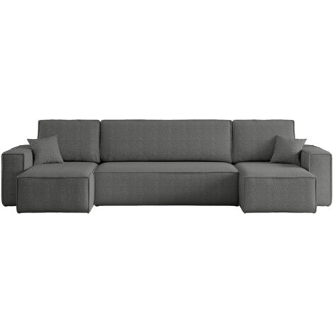 Divano angolare convertibile con funzione letto in tessuto bouclé antracite Karl U PREMIUM