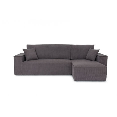 Divano angolare convertibile in velluto a coste grigio Karl L PREMIUM