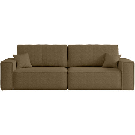 Divano 3 posti KARL con apertura rapida – funzione letto, tessuto bouclé marrone, divano-letto per soggiorno, comfort premium