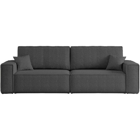 Divano 3 posti KARL con apertura rapida – funzione letto, tessuto bouclé antracite, divano-letto per soggiorno, comfort premium