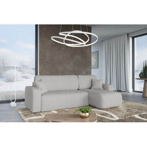 Divano letto angolare reversibile con vano contenitore universale Piano L in tessuto bouclé grigio del produttore - VINOTTI