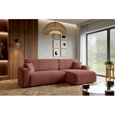 Divano letto angolare reversibile con vano contenitore universale Piano XL in velluto a coste rame del produttore - VINOTTI
