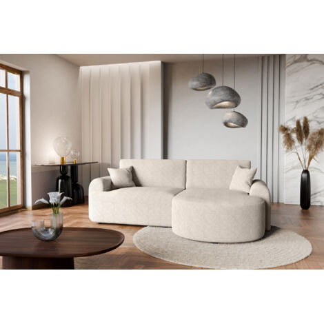 Divano letto angolare destro con vano contenitore ARTE PREMIUM in cremoso del produttore
