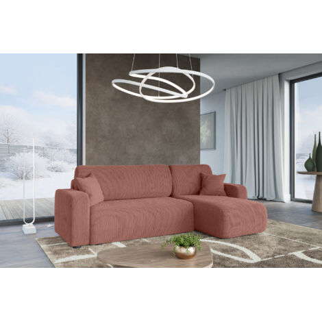 Divano letto angolare reversibile con vano contenitore universale Piano L in velluto a coste rame del produttore - VINOTTI