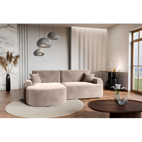 Divano letto angolare sinistro con vano contenitore ARTE PREMIUM in velluto a coste beige del produttore - VINOTTI