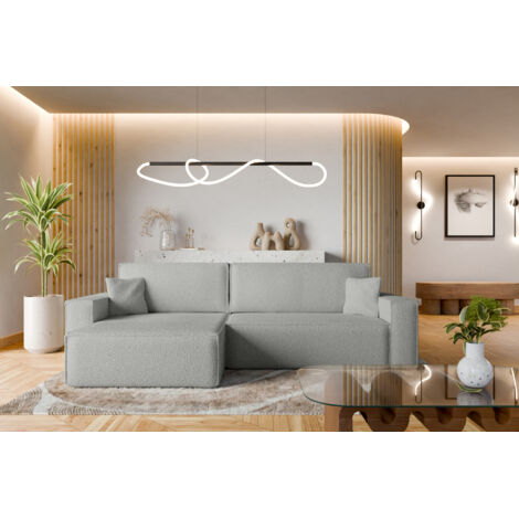 Divano letto angolare reversibile con vano contenitore universale Karl XL in tessuto bouclé, grigio chiaro del produttore - VINOTTI