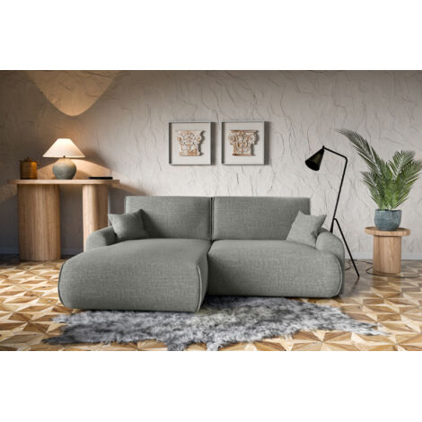 Divano letto angolare sinistro con vano contenitore Noboo in grigio direttamente dal produttore, consegna e installazione gratuite