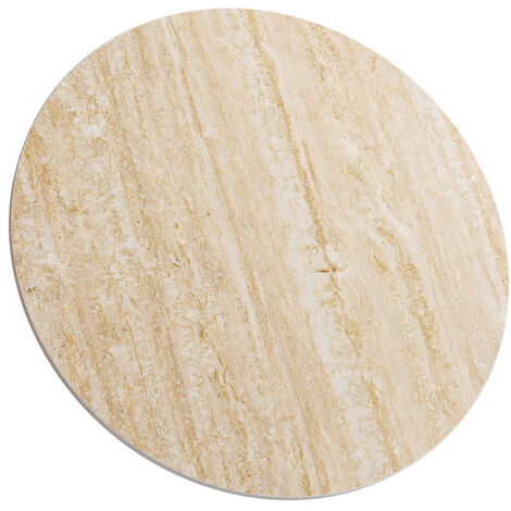 ZL ZELing - Dessus de Table en Pierre frittée ronde Beige 60cm, dessus de Table de remplacement pour le bureau de bricolage en céramique imperméable Indoor&Outdoor-Heat/Scratch Resistant,Patio/Bist