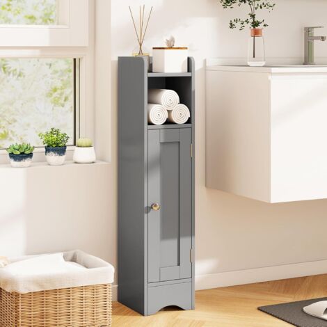 Armoire de toilette armoire de rangement haute toilette, blanche étanche avec porte et étagère, armoire de