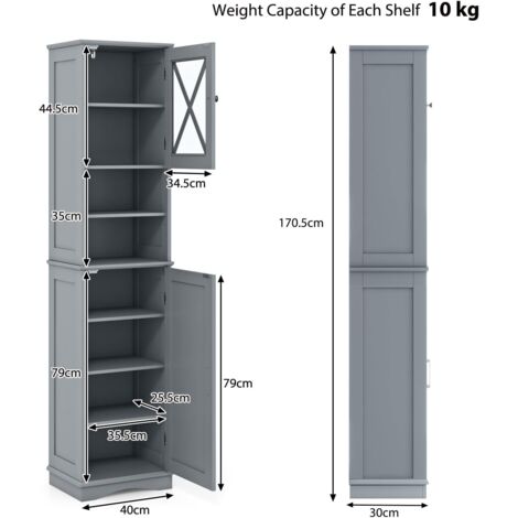 FOREHILL Meuble Colonne Salle De Bain Blanc 37x30x180cm - Armoire Rangement Haute Avec Portes, Tiroir Et Niche
