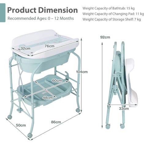 Commode à langer bébé enfant Sonoma Table à langer Matelas à langer amovible 80x48x90cm- 3