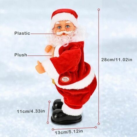 Père Noël dansant et chantant,Père Noël dansant - Jouet musical de Noël en peluche électrique pour bureau pivotant - Peluche de bureau chapeau de père noël, figurine musicale de noël, décoration de