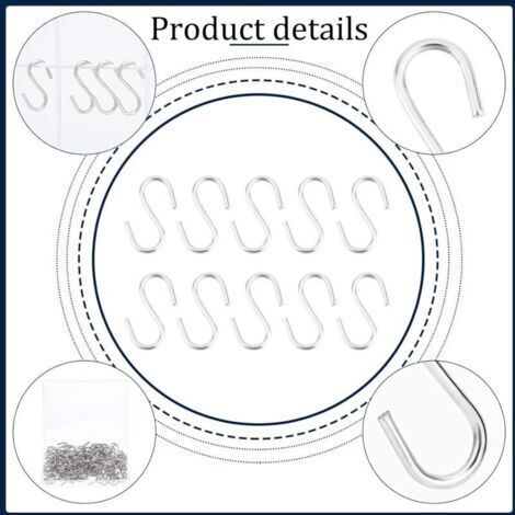 Lot De 100 Crochets En S - Longueur 26mm - Fil Résistant - Neuf