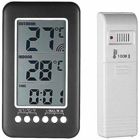 Thermomètre Numérique Intérieur/extérieur – Sonde Avec Câble 0,9 M, Blanc