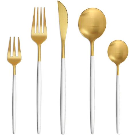 Service De Couverts 60 Pièces Or Mat - Set Pour 12 Personnes, Acier Inoxydable Anti-traces Lave-vaisselle