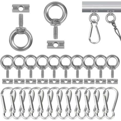 Lot De 12 Arrêts De Rail D'Auvent Avec Mousqueton Acier Inoxydable - Accessoires Caravane Et Camping