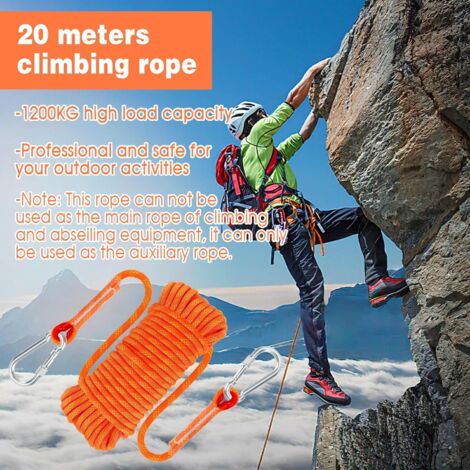 Powmag Corde De Sauvetage 20 M – Nylon Haute Résistance 8 Mm Avec Mousqueton, Idéale Pêche Magnétique, Camping & Randonnée (Rouge)