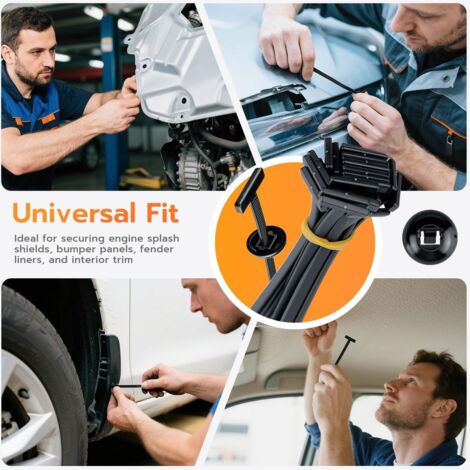Mcbazel 200 Pièces Attaches-câbles Universelles En Nylon, Avec Goupille Et Bouton Robustes Et Autobloquantes Attaches Noires Resistantes Aux Uv Pour Reparation Automobile Et Usage Quotidien 92290550