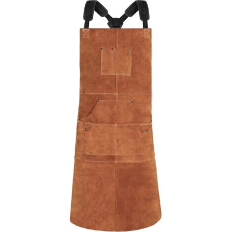 Tablier de Soudeur avec 6 Poches, Tablier de Travail en Cuir Anti