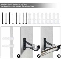 4 Supports De Tringle à Rideau Réglables En Fer - Pour Rideaux, Stores, Diamètre Max 2.5cm, Vis Incluses