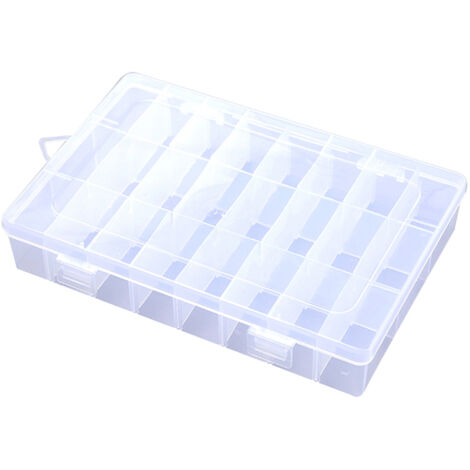 Boîte de rangement compartimentée transparente et réglable pour articles (24 compartiments) (1/5)