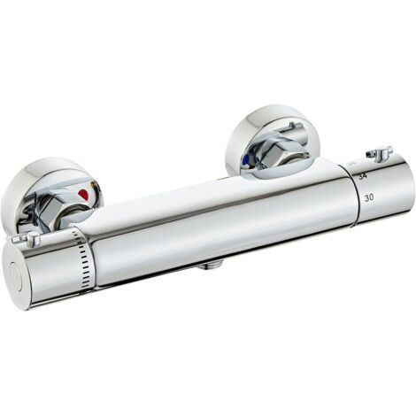 Mitigeur de douche, mitigeur thermostatique de douche, robinet de douche, robinet de baignoire thermostatique avec contrôle de température constant, finition laiton chromé (1/5)
