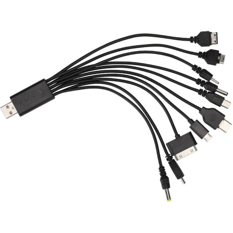 Câble USB universel 10 en 1, câble de charge multiple compatible avec de nombreux téléphones portables, écouteurs et haut-parleurs. (1/5)