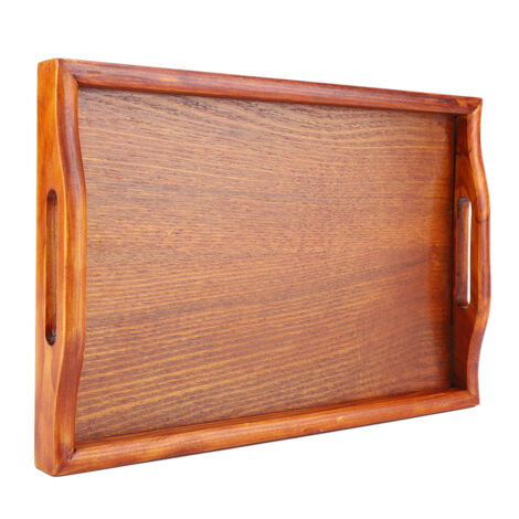 Grand plateau de service en bois pour thé, eau et boissons, avec poignée, 30 x 20 cm
