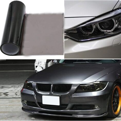 2Pcs 30X120Cm Car Headlight Tinting Film Sticker, Taillights Fog Light Vinyl Wrap Film, 90% Transparency (Black) (1/5)