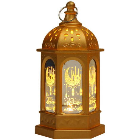 Lanterne du Ramadan, veilleuse électronique LED, lampe de table décorative pour la fête des lanternes de Ramadan, lampe de table LED pour l'Aïd Moubarak, veilleuse dorée pour la décoration intérieure.