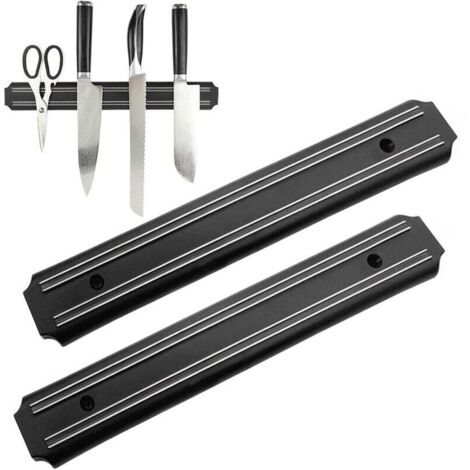 Porte-couteaux magnétique pour cuisine (2 pièces, 33 cm), barre magnétique, outils, support magnétique pour couteaux, support mural magnétique pour couteaux, barre magnétique