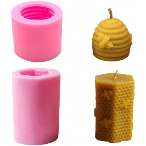 Moule à bougie en silicone pour cire d'abeille, moules en silicone pour bougies en forme de ruche, moules à bougies abeilles en silicone à faire soi-même, moules à bougies abeilles artisanales, décora
