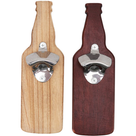 Lot de 2 ouvre-bouteilles magnétiques muraux en bois rouge, pour réfrigérateur, brique, ciment, bois ou métal.
