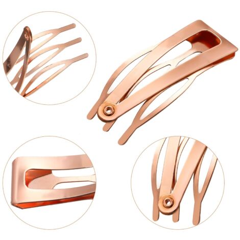 Lot de 24 pinces à cheveux à double adhérence en métal, barrettes pour coiffure, accessoires de salon (or rose)