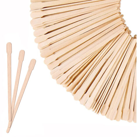 Bâtonnets de cire en bois - Petits applicateurs de cire pour sourcils, lèvres et nez, pour une épilation et une peau lisse - Usage spa et à domicile