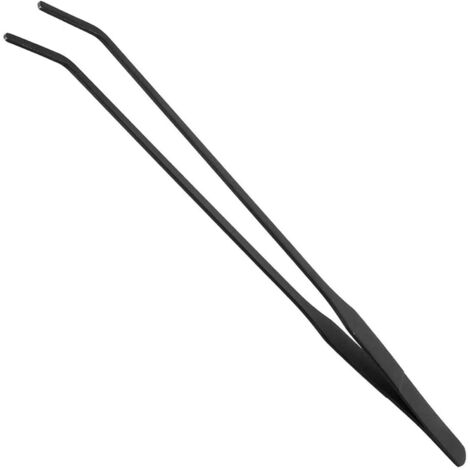Pince à épiler courbée noire de 38 cm pour aquarium, en acier inoxydable avec revêtement protecteur carbonisé antirouille. Pince à épiler courbée de 38 cm pour l'alimentation des animaux. Pince à épil