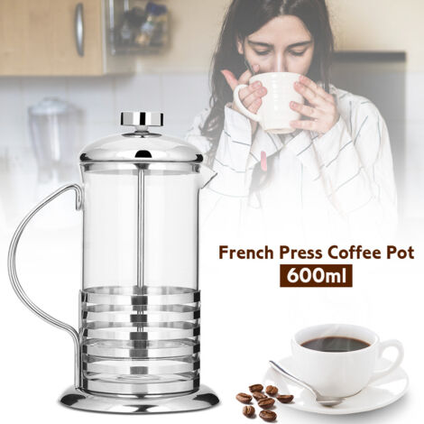 Cafetière à piston portable en acier inoxydable et verre (600 ml) (1/5)