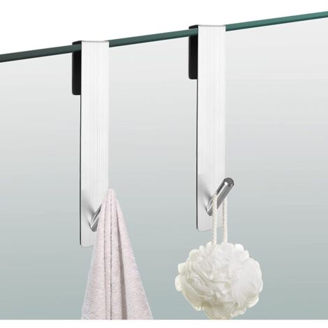 Crochets de douche, lot de 2 crochets pour paroi de douche sans perçage avec protection en mousse, crochets porte-serviettes en acier inoxydable, support pour serviette et peignoir.