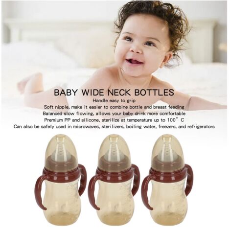Poignées Biberon Silicone 2 Pack – Col Large, Ergonomiques, Anti-Brûlure – Aide Bébé à Tenir Seul – Faciles à Nettoyer
