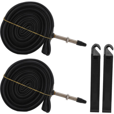 Lot de 2 chambres à air de vélo 700x23C, valve Presta, en caoutchouc butyle, avec 2 démonte-pneus