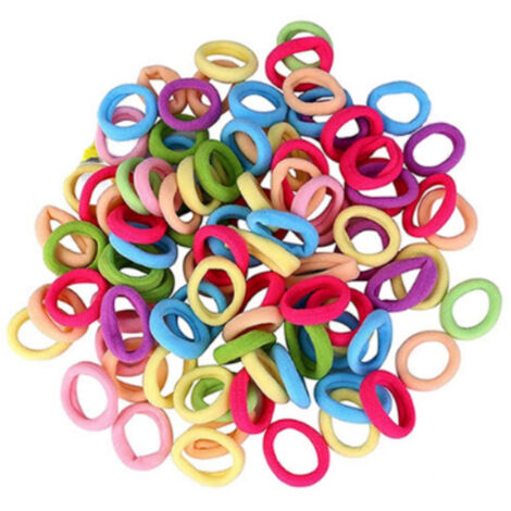 200 élastiques à cheveux colorés, chouchous pour enfants, accessoires pour cheveux sans couture aux couleurs acidulées, élastiques en coton pour queue de cheval pour enfants, femmes et tout-petits (2