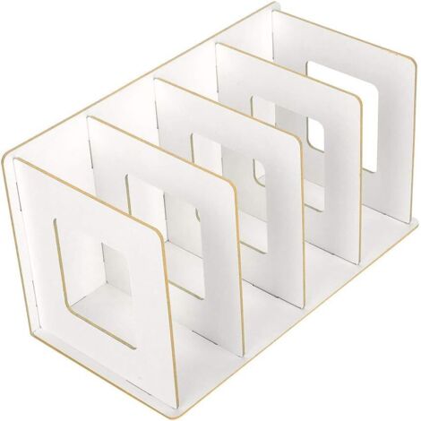 Organiseur de bureau en bois détachable, étagère à 4 compartiments pour magazines, classeurs, classeurs, carnets et CD. (1/5)