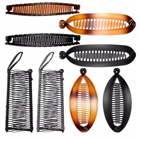 Lot de 8 pinces à cheveux banane, peignes à dents larges, style vintage, outil multifonction, peigne double, pinces à cheveux pour femmes et filles